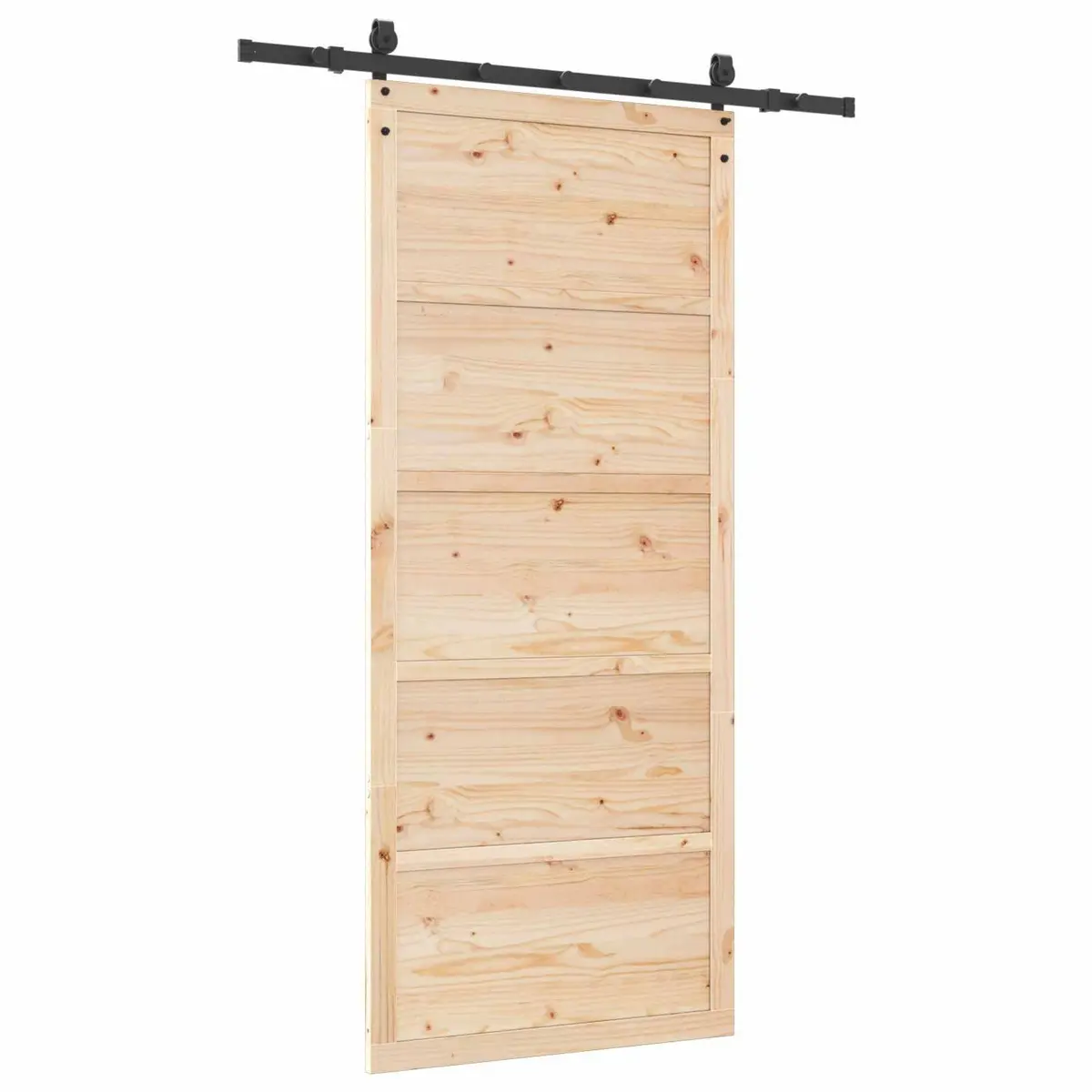 Sliding Door Natural Solid Pine Wood 80 x 208 cm Brown