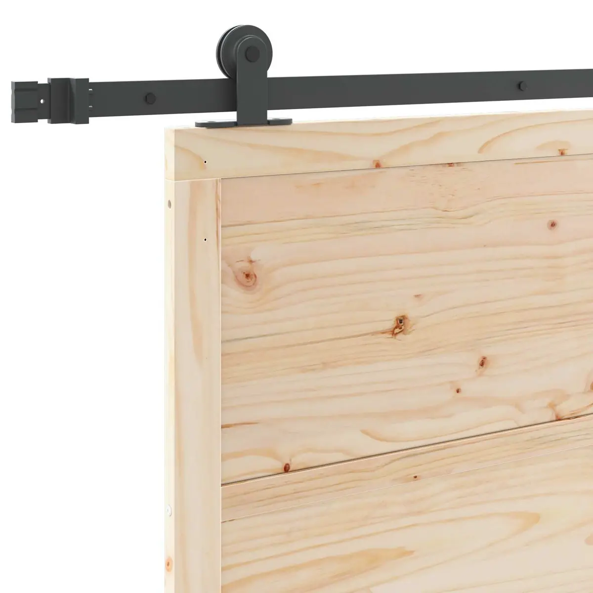 Sliding Door Room Separation Solid Pine Wood 100 x 208 cm Brown Powder-Coated Steel Track