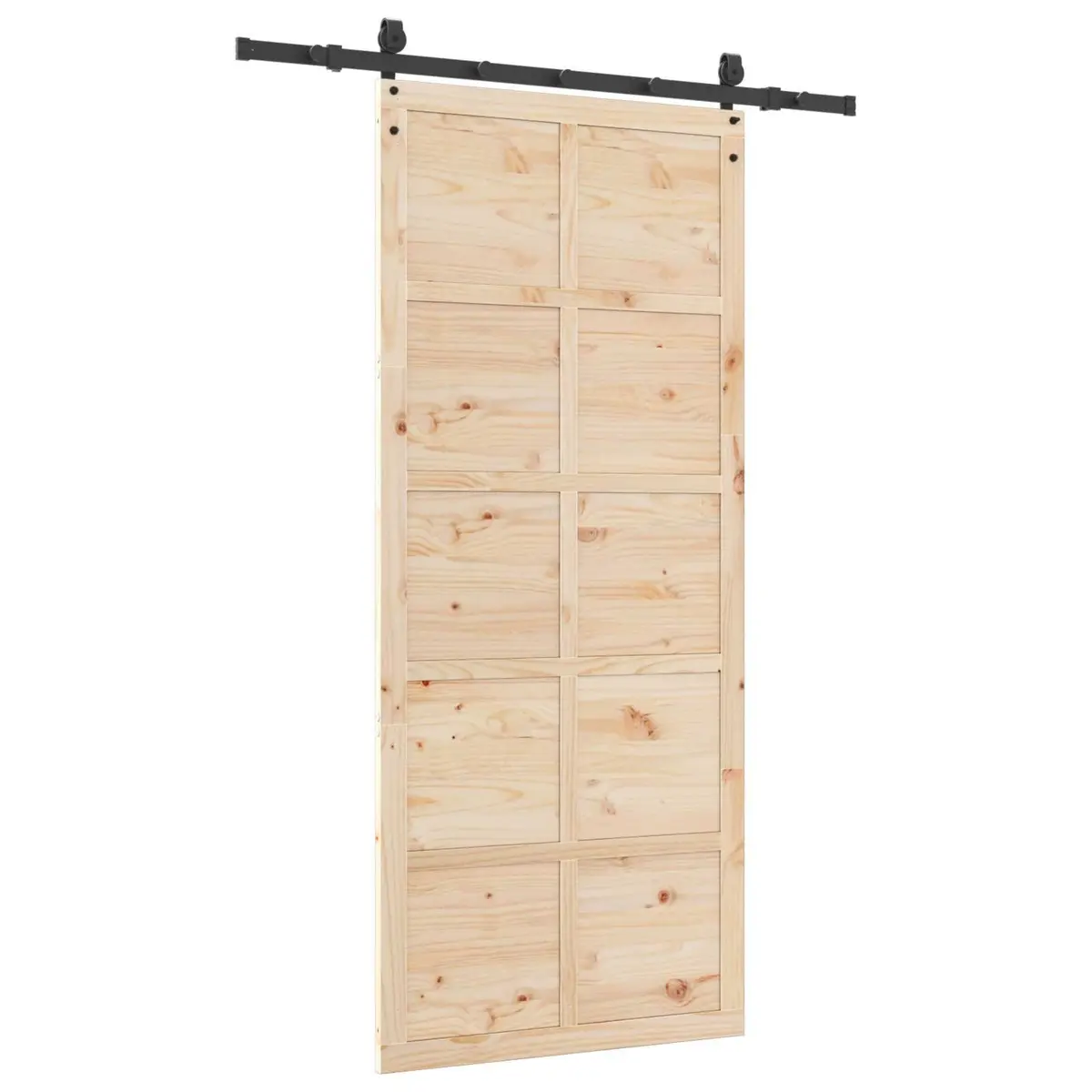 Sliding Door Natural Solid Pine Wood 80 x 208 cm Brown Modern Interior Room Divider