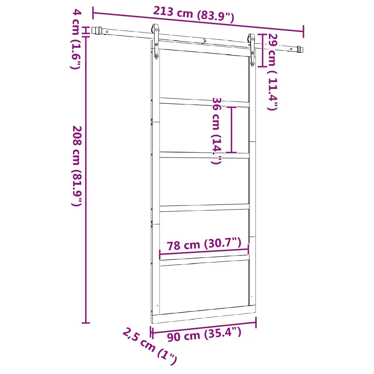 Sliding Door Solid Pine Wood 90 x 208 cm Natural Modern Room Divider Brown