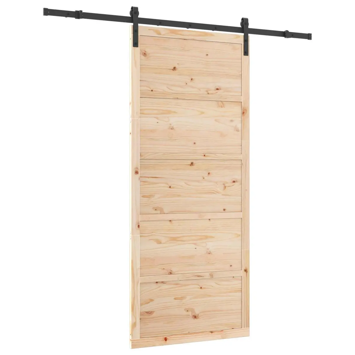 Sliding Door Natural Solid Pine Wood Space-Saving 90 x 208 cm Brown