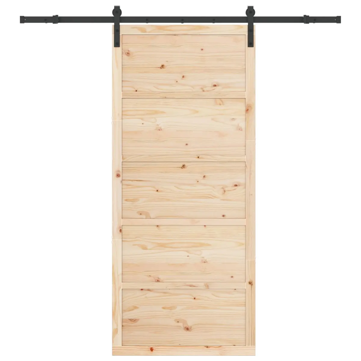 Sliding Door Natural Solid Pine Wood Space-Saving 90 x 208 cm Brown