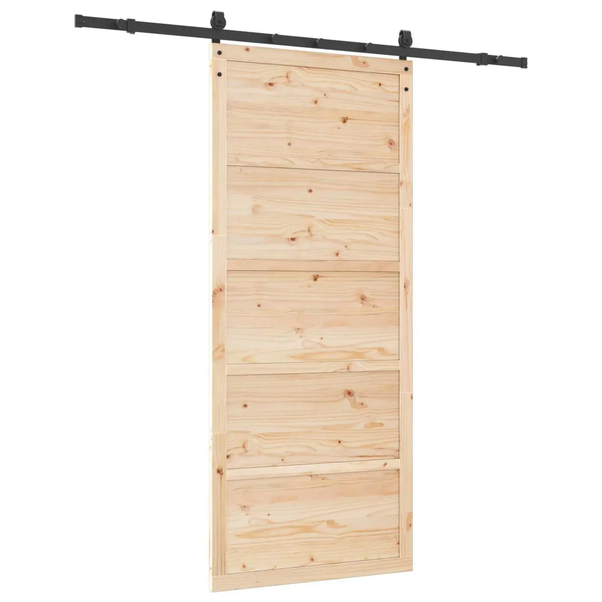 Sliding Door Natural Solid Pine Wood Space-Saving 90 x 208 cm Brown