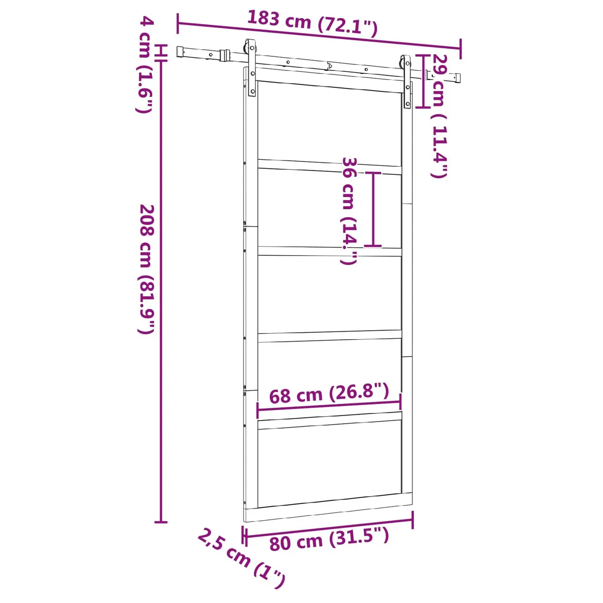 Sliding Door Natural Solid Pine Wood 80 x 208 cm Brown Modern Interior Room Divider