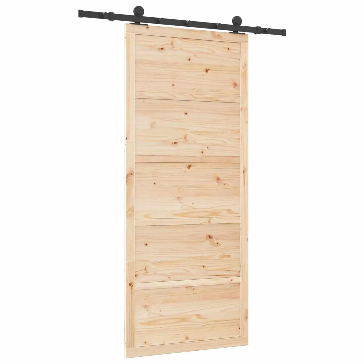 Sliding Door Natural Solid Pine Wood 80 x 208 cm Space Saving Modern Interior
