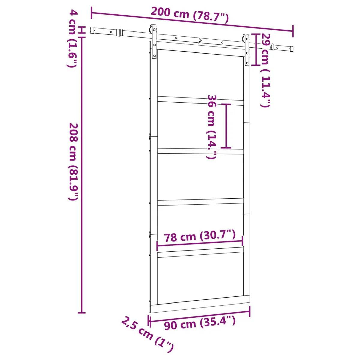 Sliding Door Natural Solid Pine Wood 90x208cm Modern Interior Room Divider