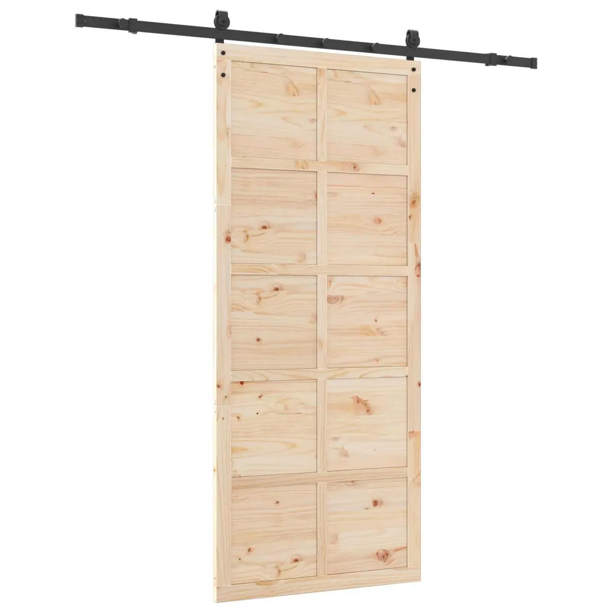 Sliding Door Natural Solid Pine Wood 100 x 208 cm Modern Interior Room Divider