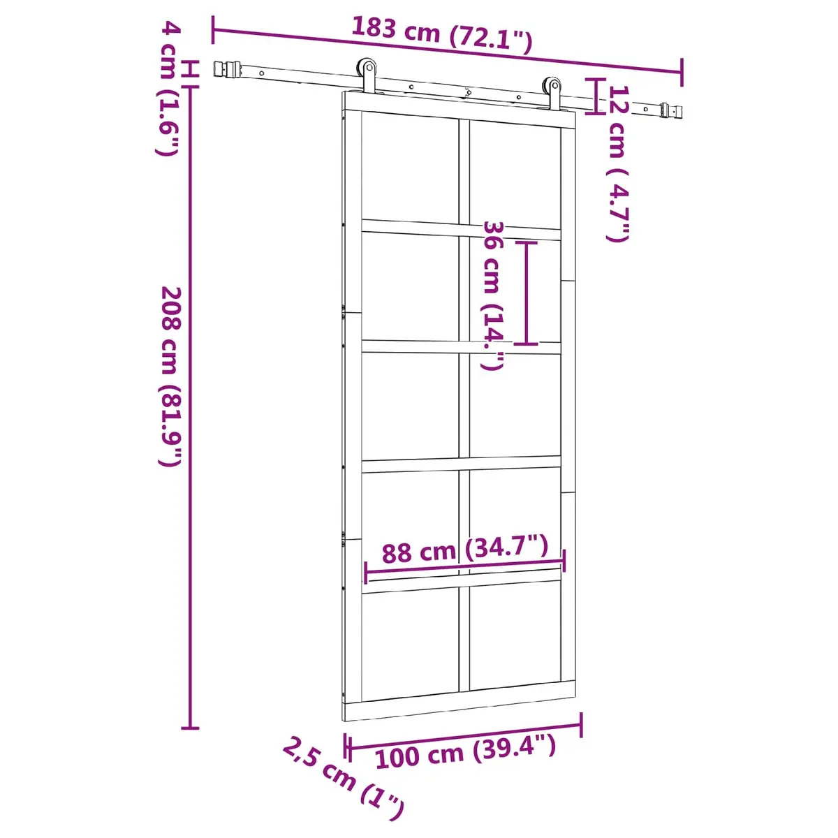 Pine Wood Sliding Door Natural Brown 100x208cm Space Saving Interior Divider