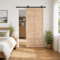 Sliding Door 80 x 208 cm Solid Pine Wood Natural Brown Interior Room Divider