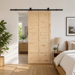 Warm Solid Pine Wood Sliding Door 90x208cm with Value
