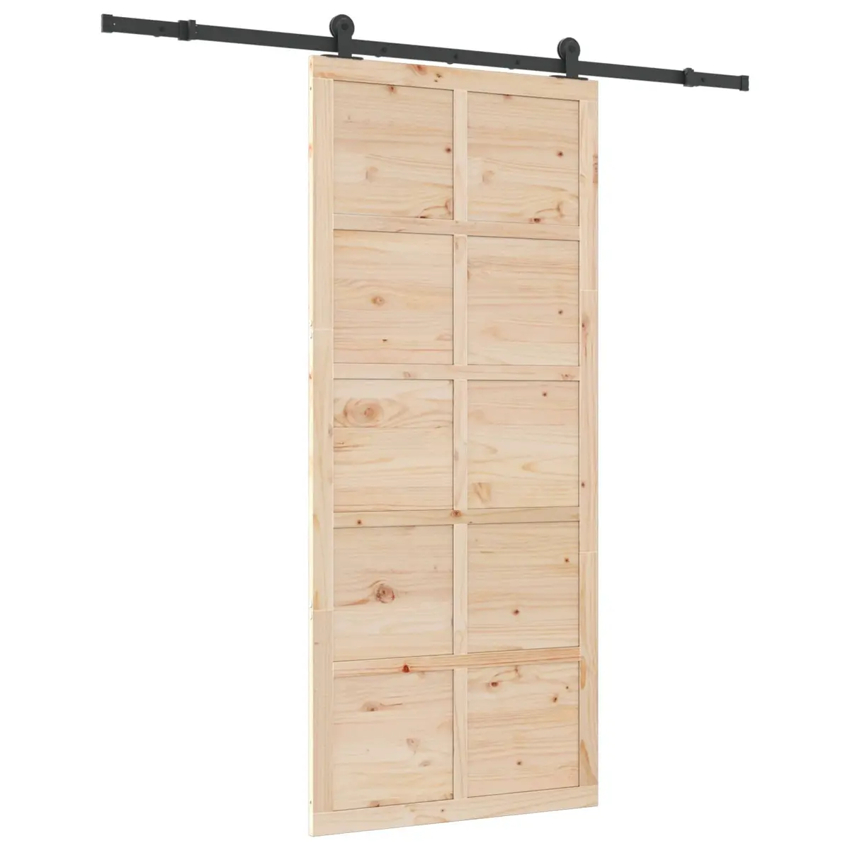 Sliding Door Space Saver 90x208cm Solid Pine Wood Natural