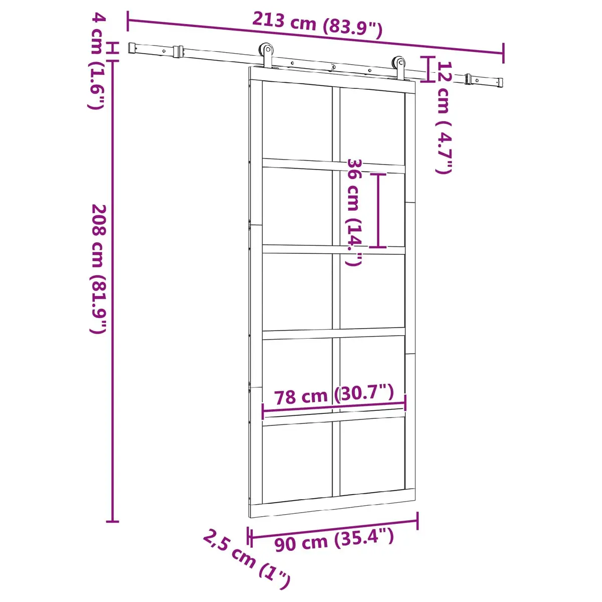 Sliding Door Natural Solid Pine Wood 90 x 208 cm Interior Room Divider Brown