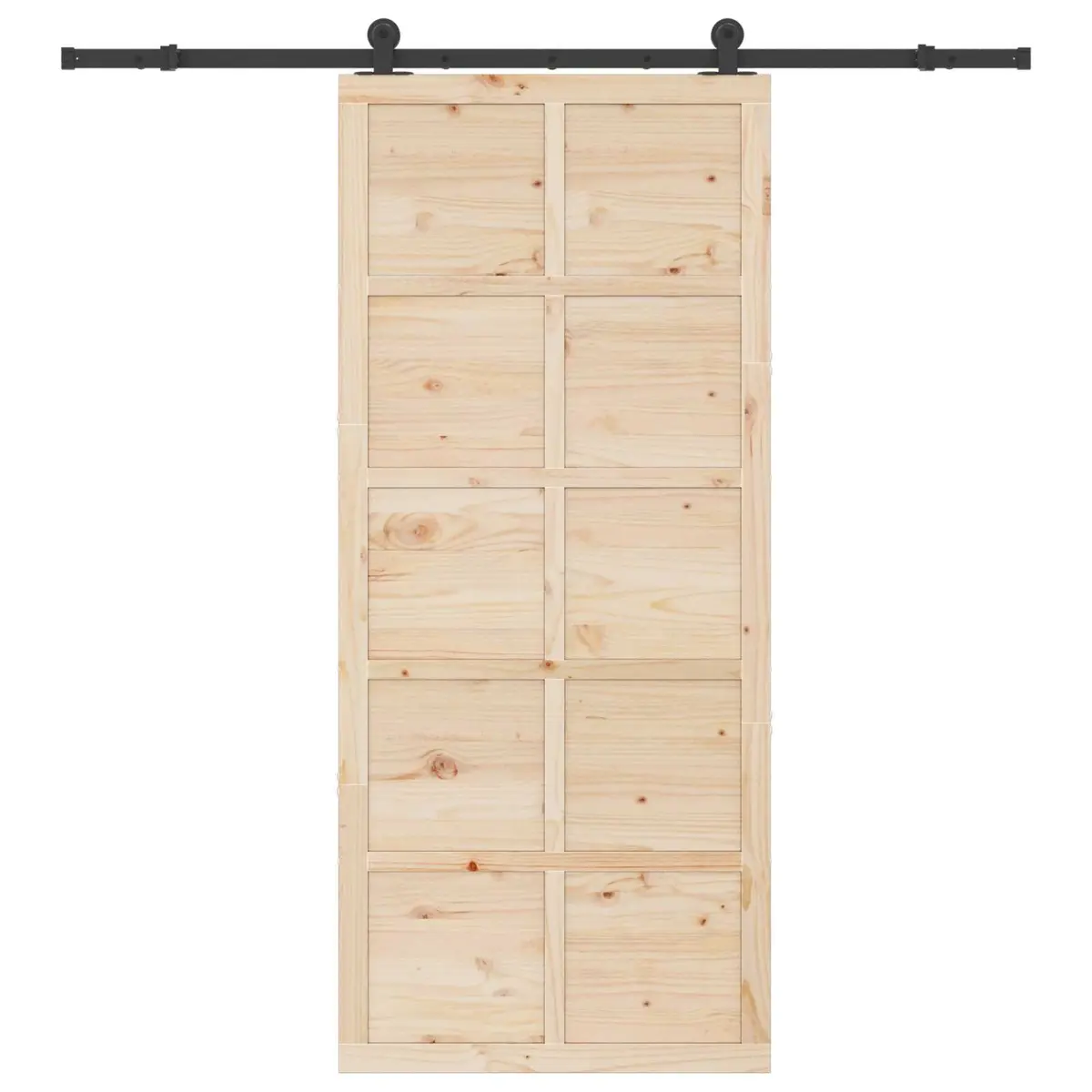 Sliding Door Natural Solid Pine Wood 90 x 208 cm Interior Room Divider Brown