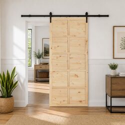 Reliable Sliding Door in Natural Pine Wood for Your Home