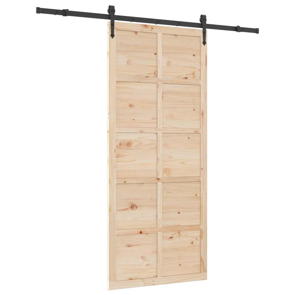 Sliding Door Space-Saving Interior 100 x 208 cm Brown Solid Pine Wood
