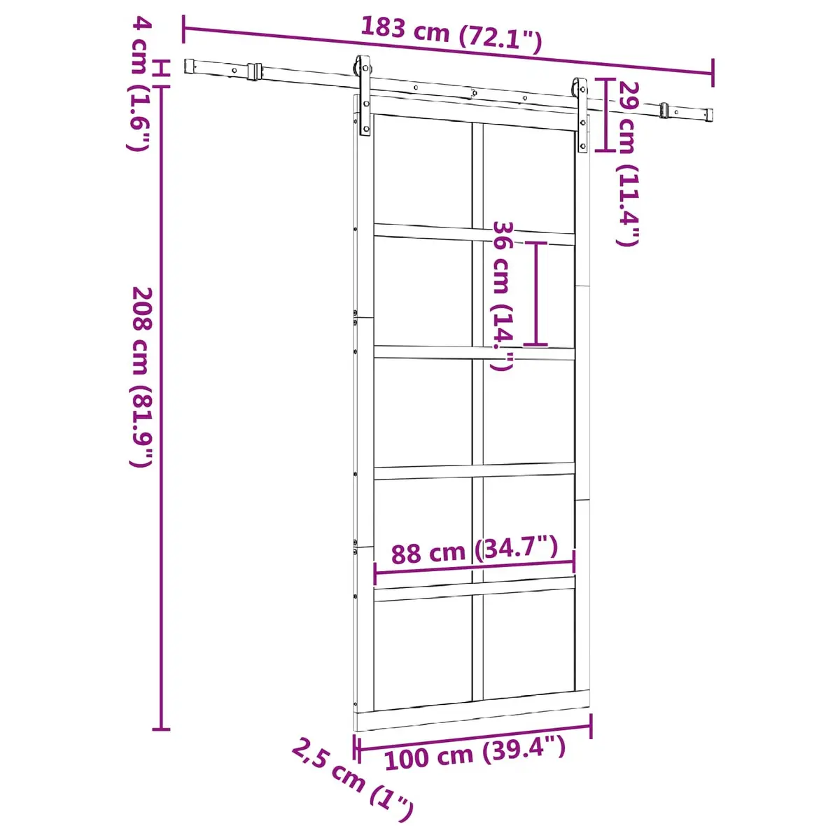 Sliding Door Space-Saving Natural Solid Pine Wood 100 x 208 cm Brown