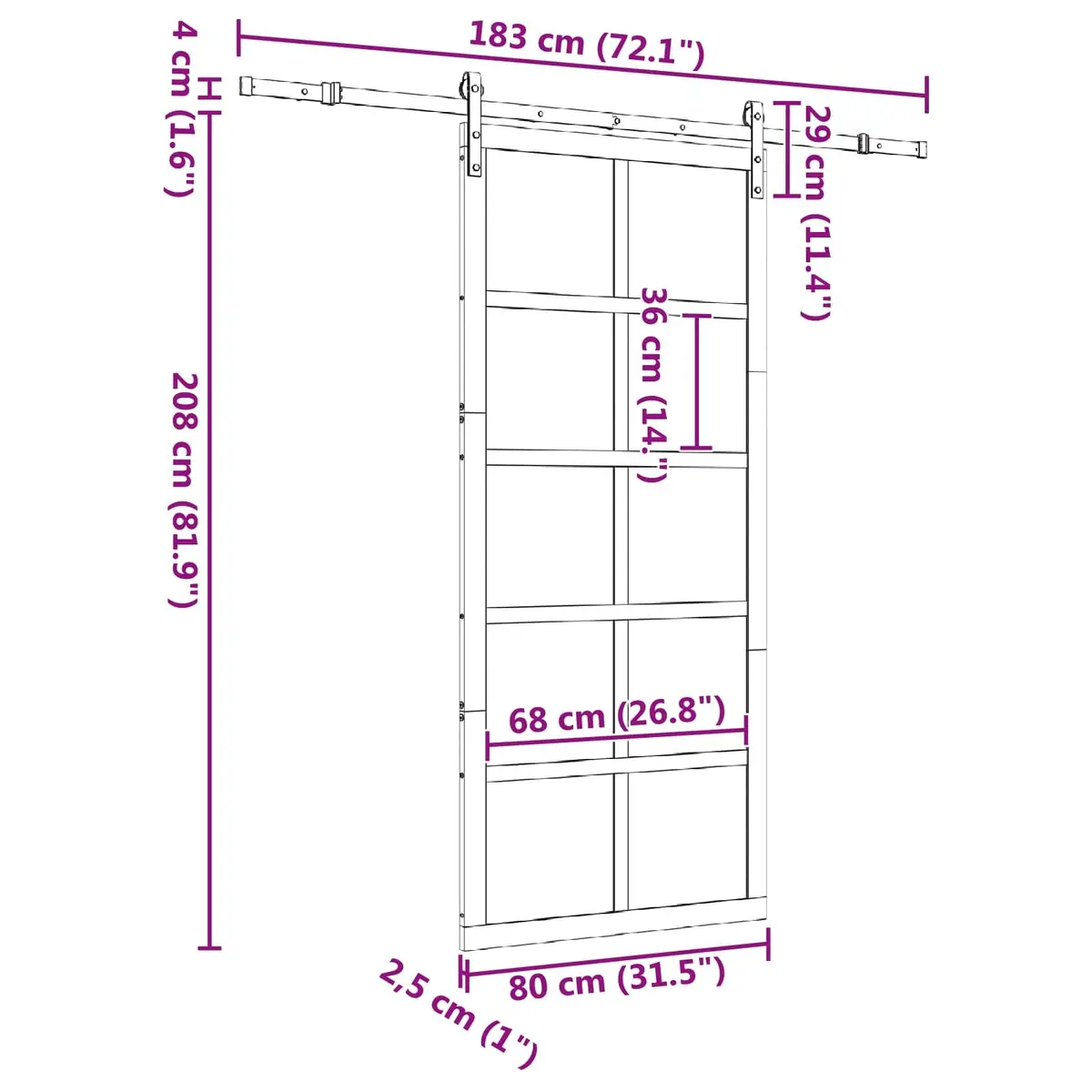 Sliding Door Natural Solid Pine Wood Space-Saving 80 x 208 cm Brown