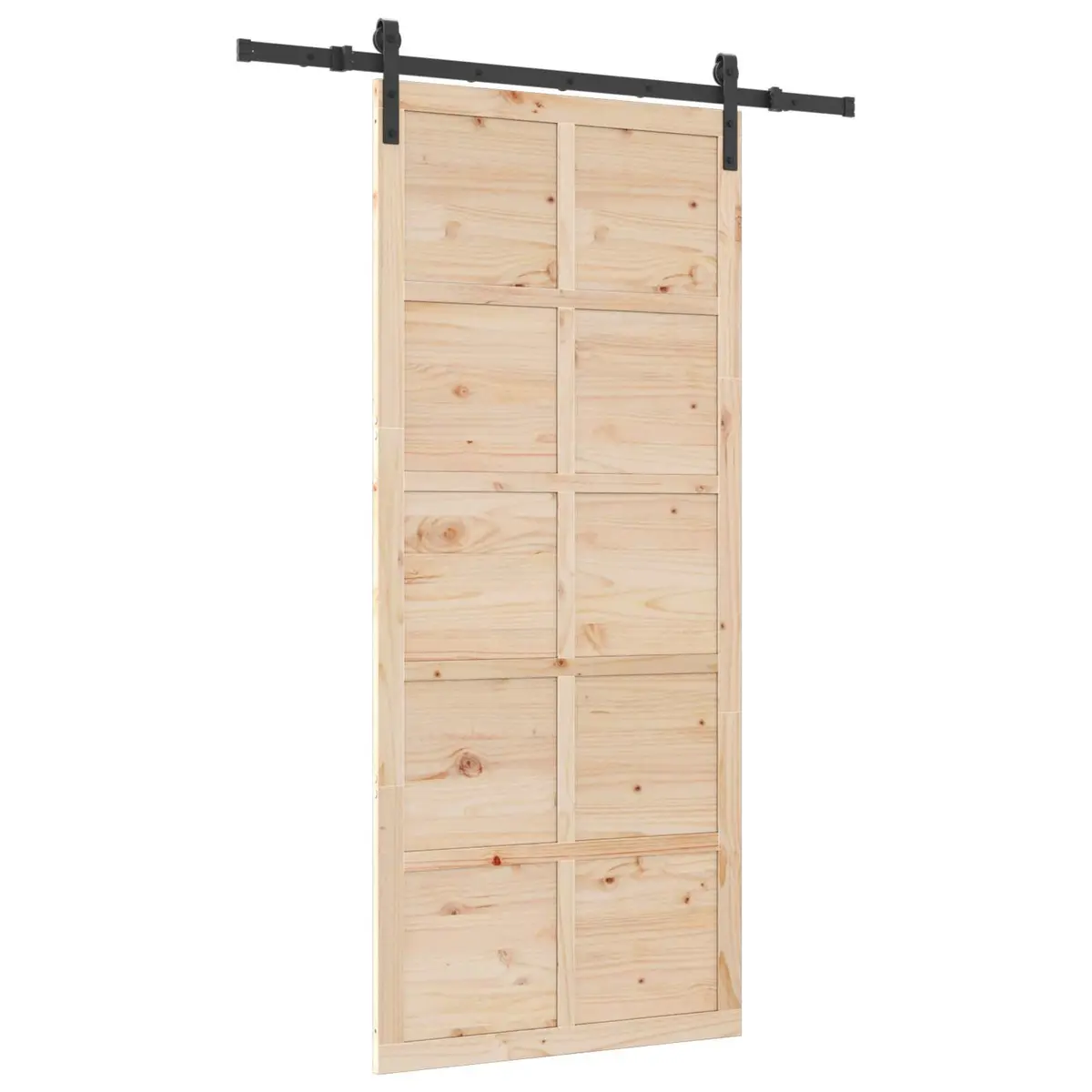 Sliding Door Natural Pine Wood Space-Saving 80 x 208 cm Brown