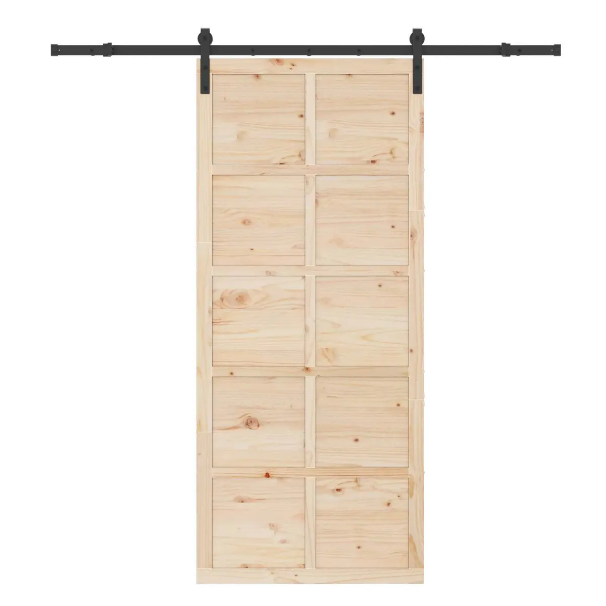 Sliding Door Solid Pine Wood Space-Saving 100 x 208 cm Brown