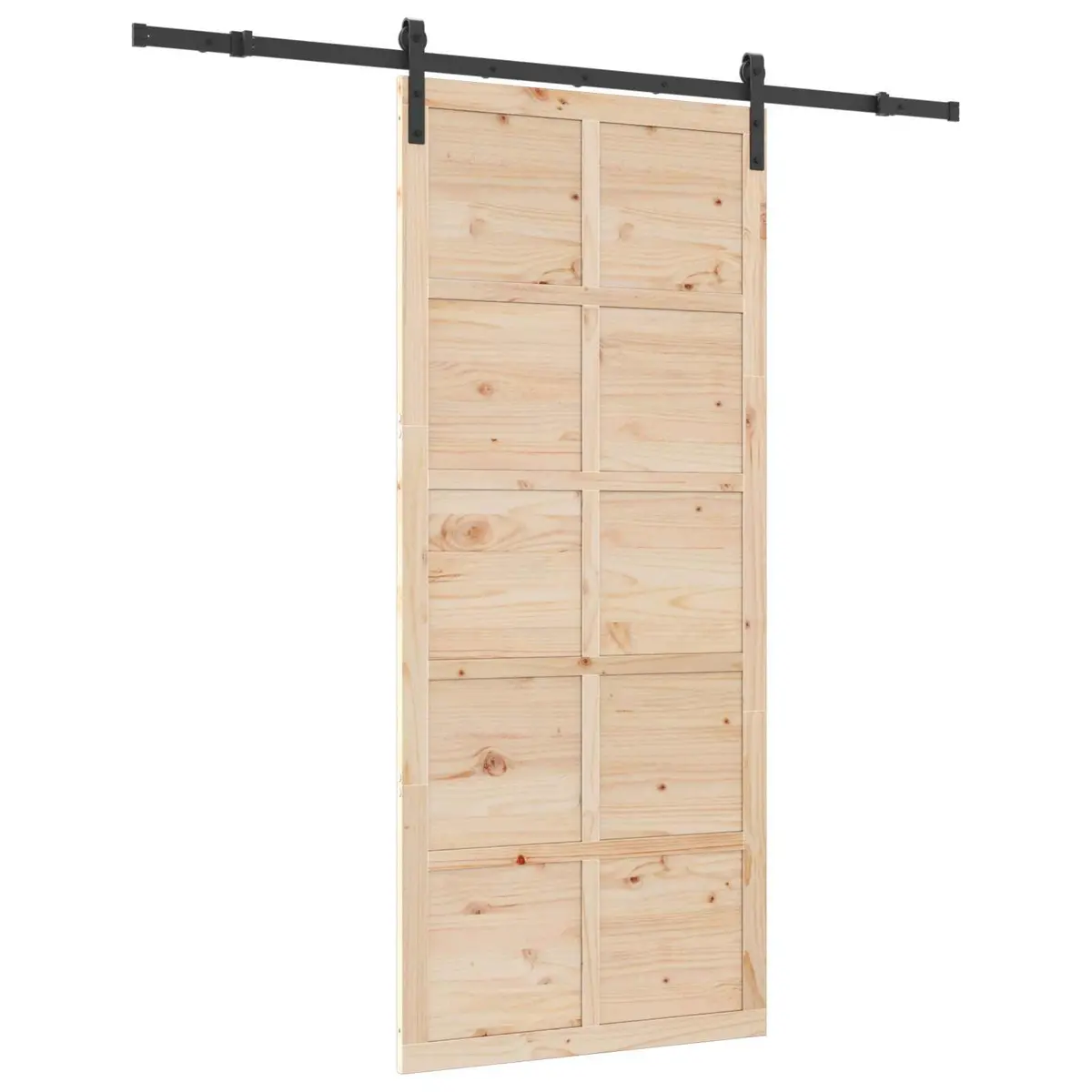 Sliding Door Solid Pine Wood Space-Saving 100 x 208 cm Brown