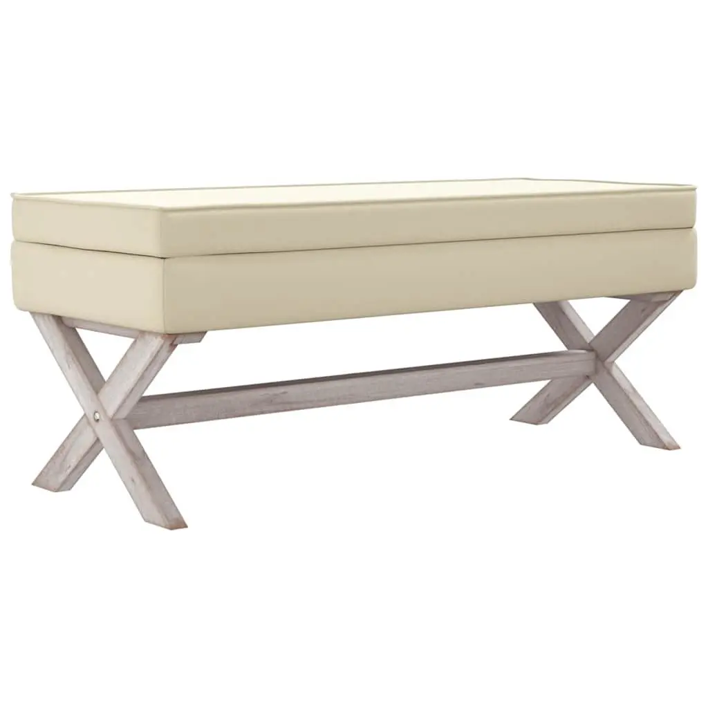 Storage Stool Bench in Natural Linen Fabric