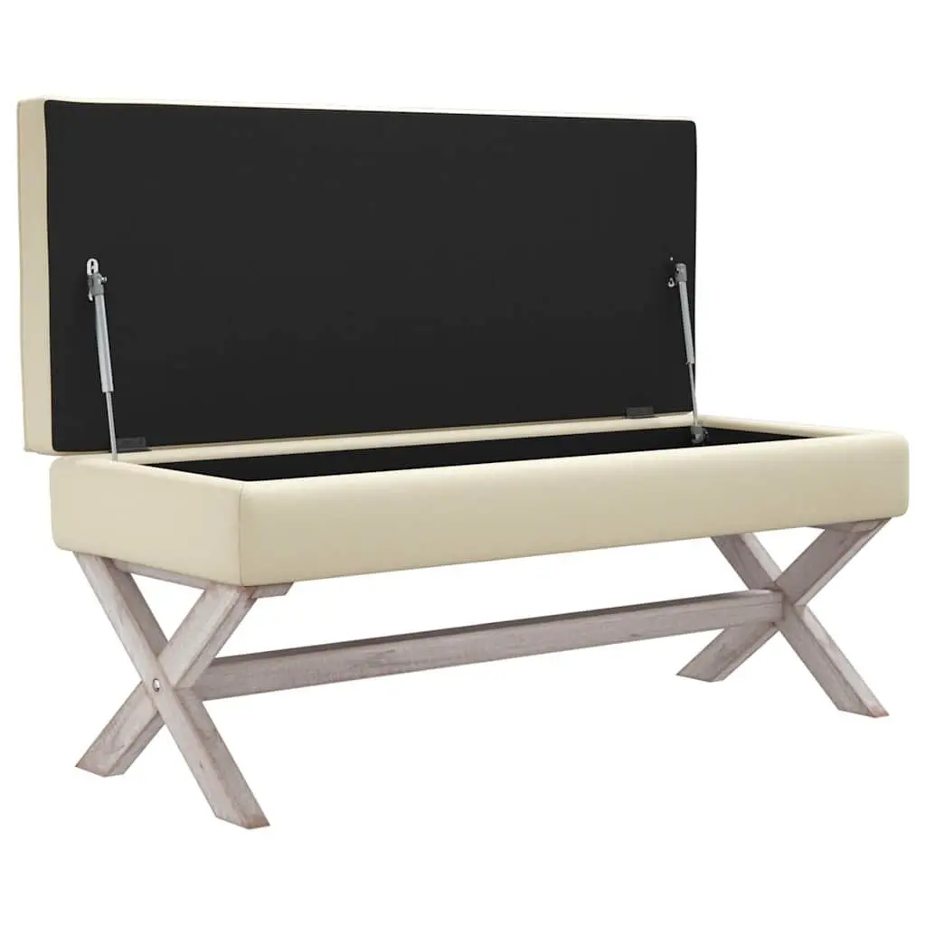 Storage Stool Bench in Natural Linen Fabric