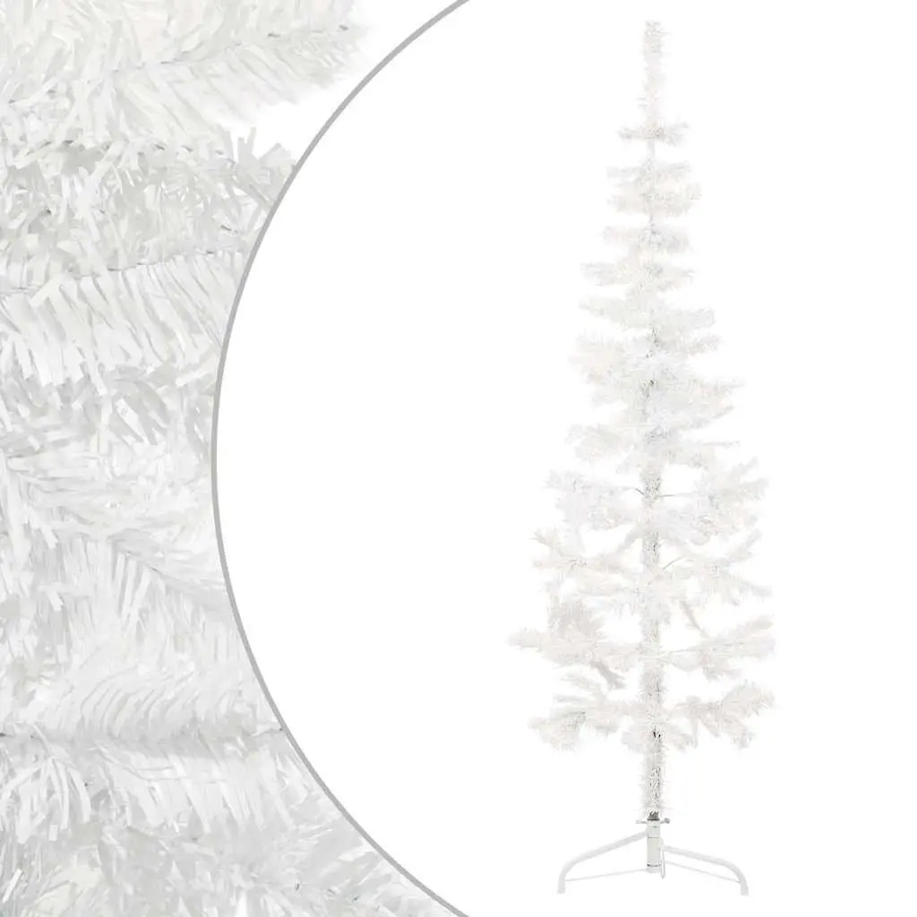 Half Christmas Tree Slim Artificial Holiday Decoration 120cm White