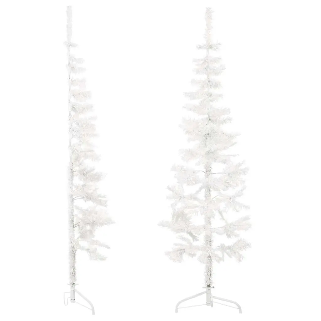 Half Christmas Tree Slim Artificial Holiday Decoration 120cm White