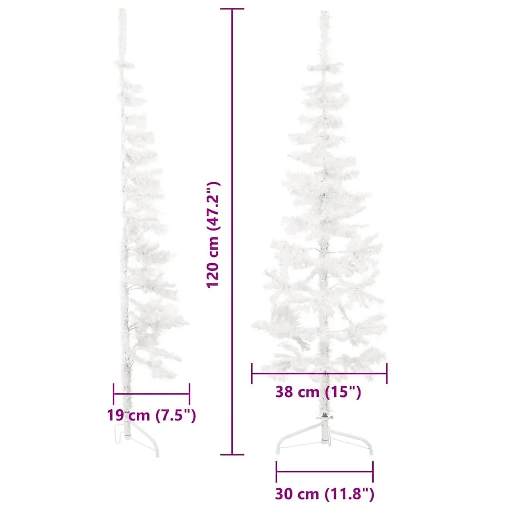 Half Christmas Tree Slim Artificial Holiday Decoration 120cm White