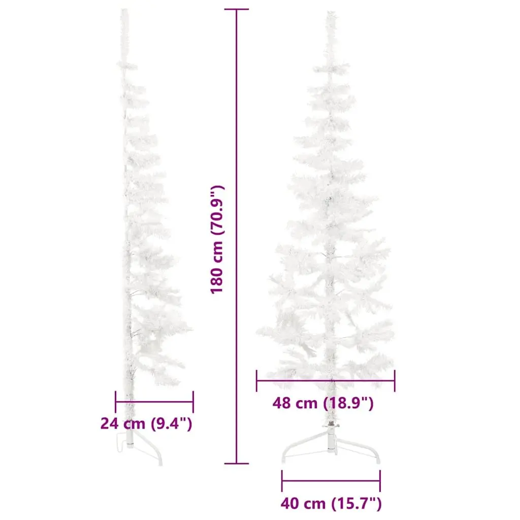 Half Christmas Tree Artificial Slim 180cm White Lifelike Seasonal Decoration