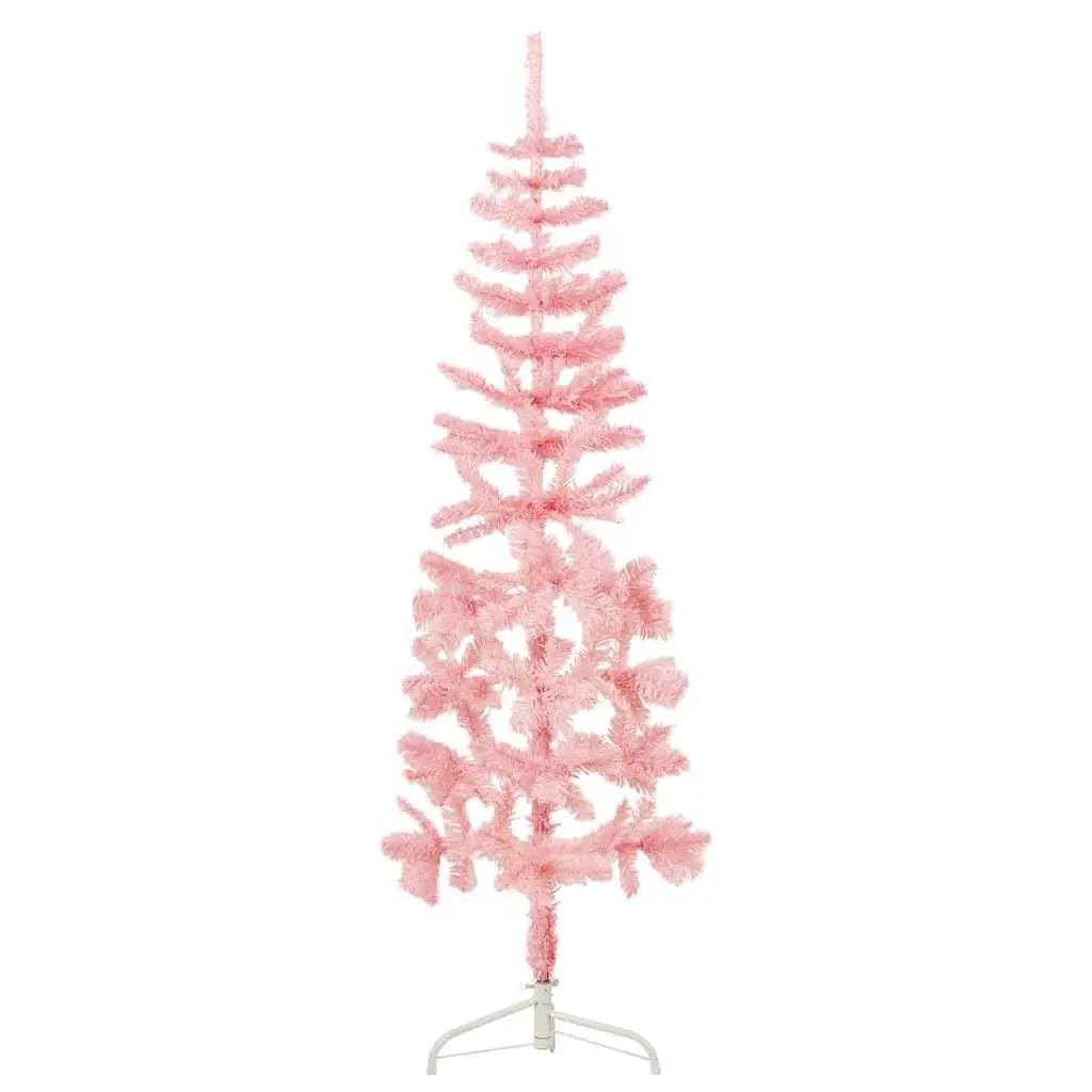 Half Christmas Tree Slim 150cm Pink Seasonal Home Decor