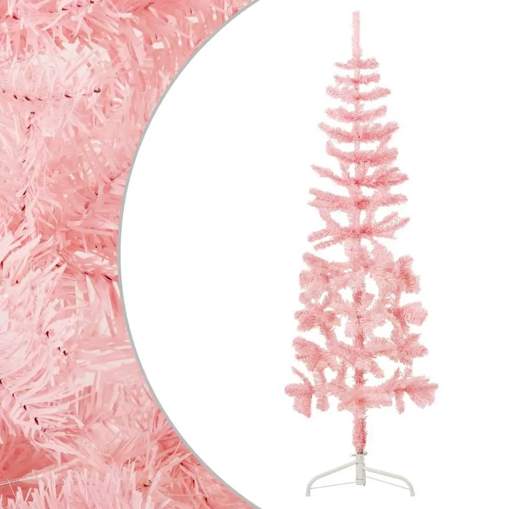 Half Christmas Tree Slim 150cm Pink Seasonal Home Decor