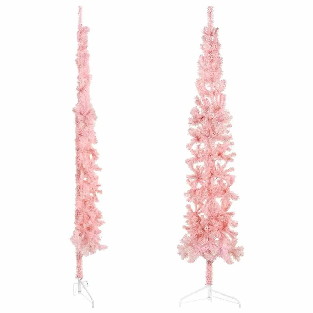 Artificial Half Christmas Tree Pink 240cm Space-saving Holiday Decor