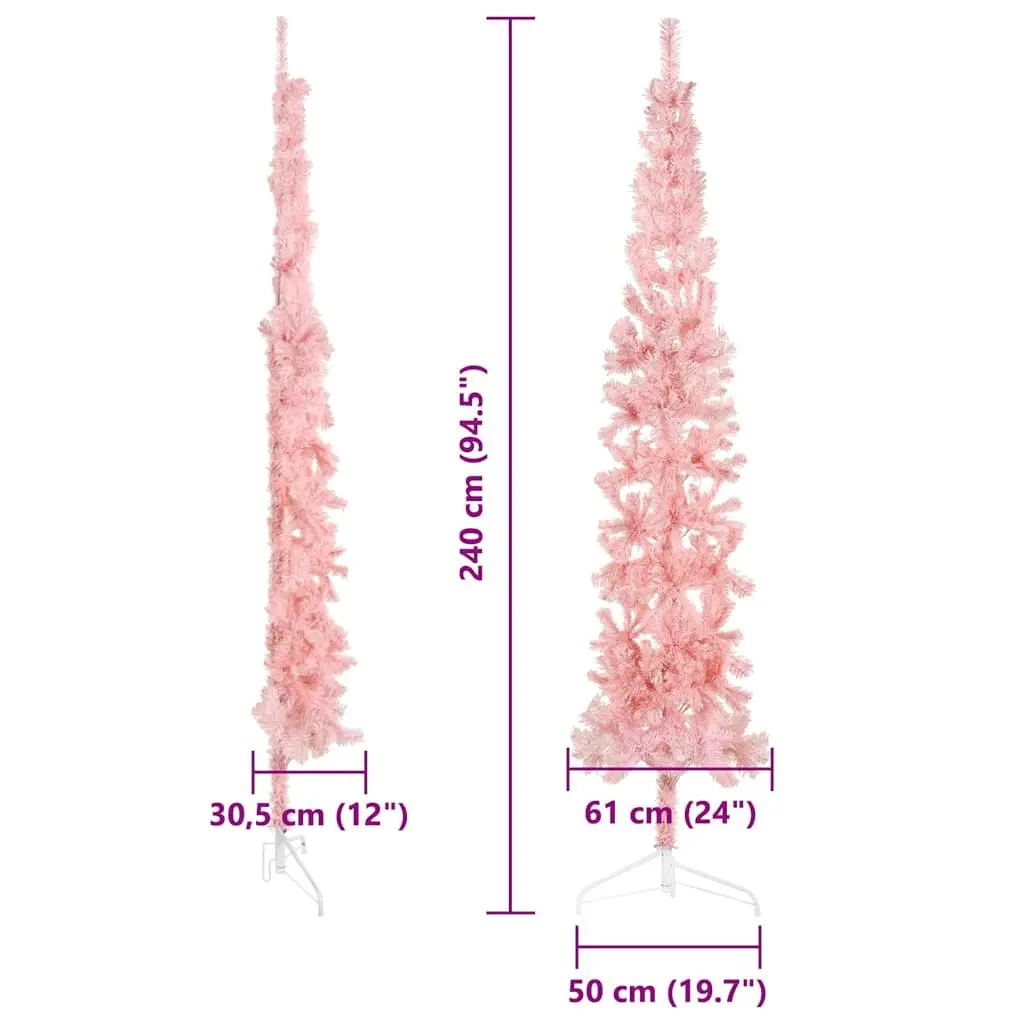 Artificial Half Christmas Tree Pink 240cm Space-saving Holiday Decor