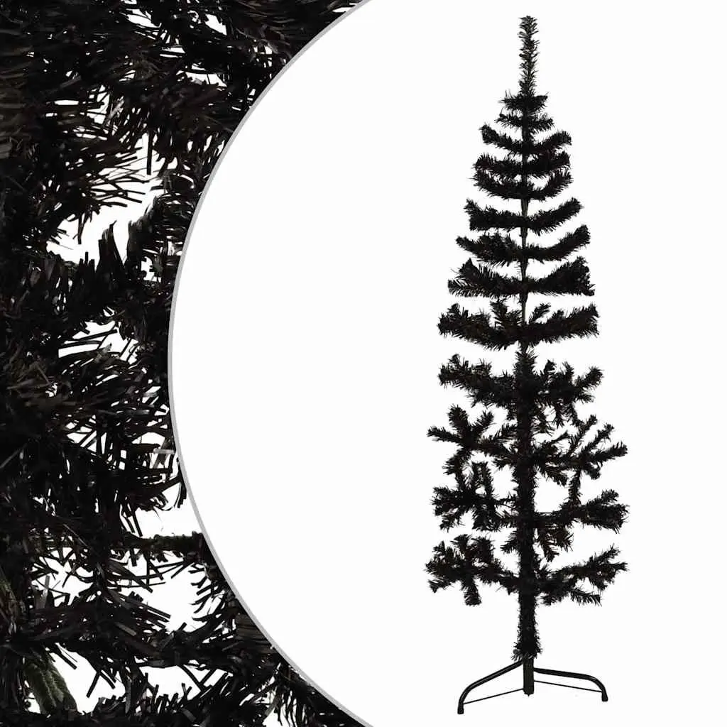 Artificial Half Christmas Tree with Stand 150cm Black Space-Saving