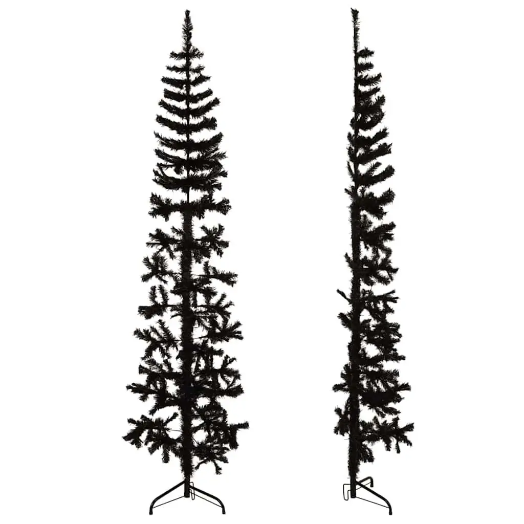 Artificial Half Christmas Tree Slim 180cm Black Seasonal Holiday Home Decor