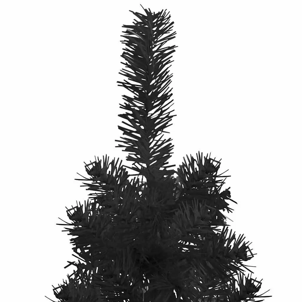 Black Slim Half Christmas Tree with Stand 210cm for Holiday Home Decoration