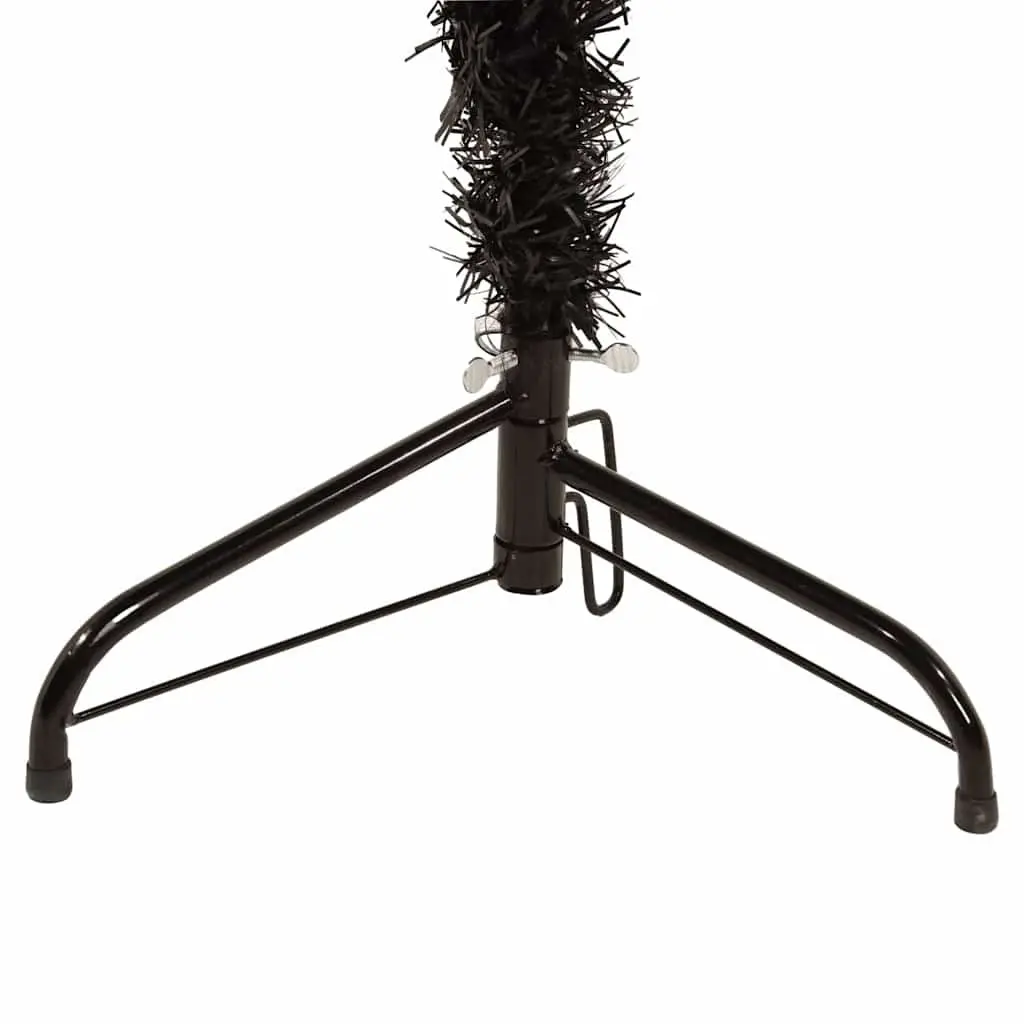 Black Slim Half Christmas Tree with Stand 210cm for Holiday Home Decoration