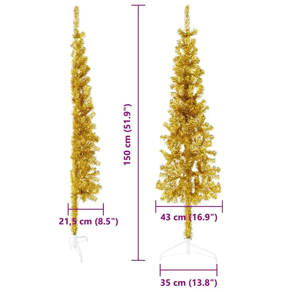 Artificial Half Christmas Tree 150cm Gold Seasonal Decoration