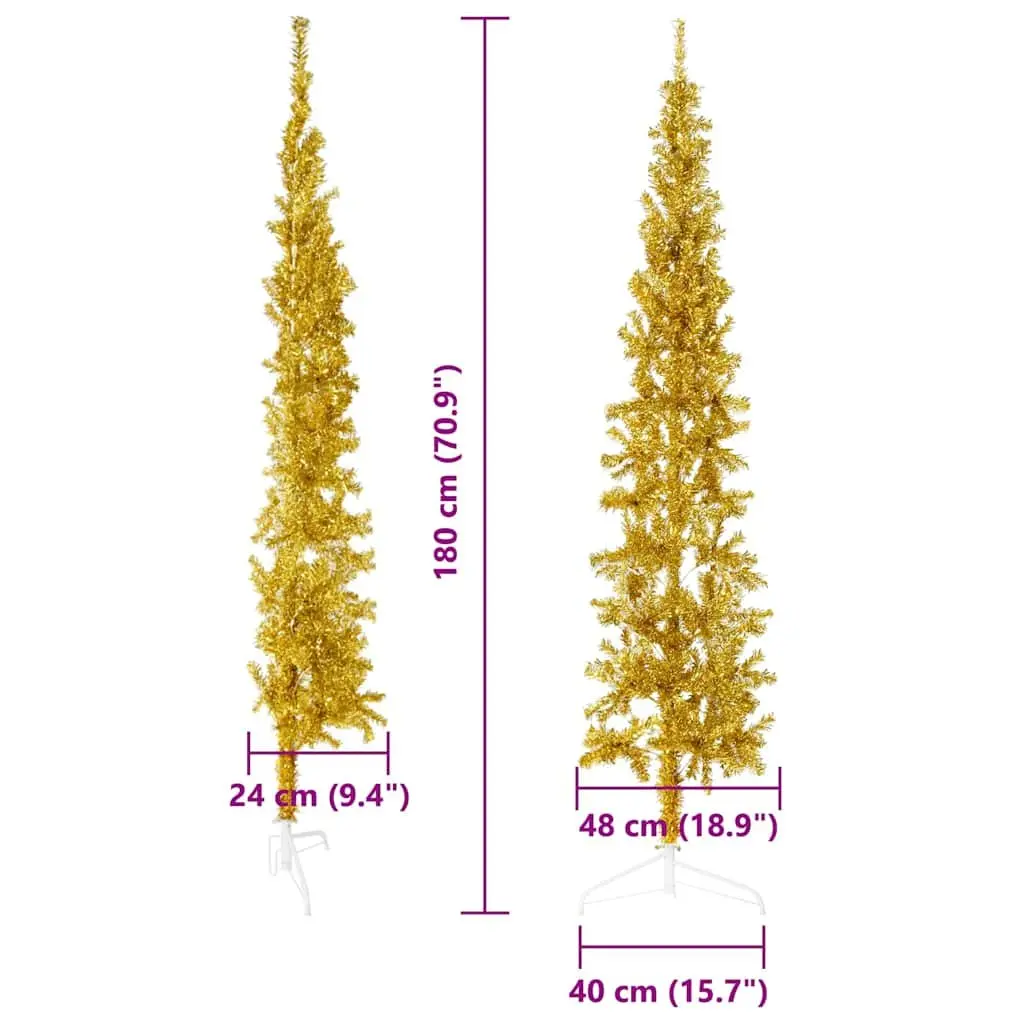 Half Christmas Tree Seasonal Decoration 180 cm Gold