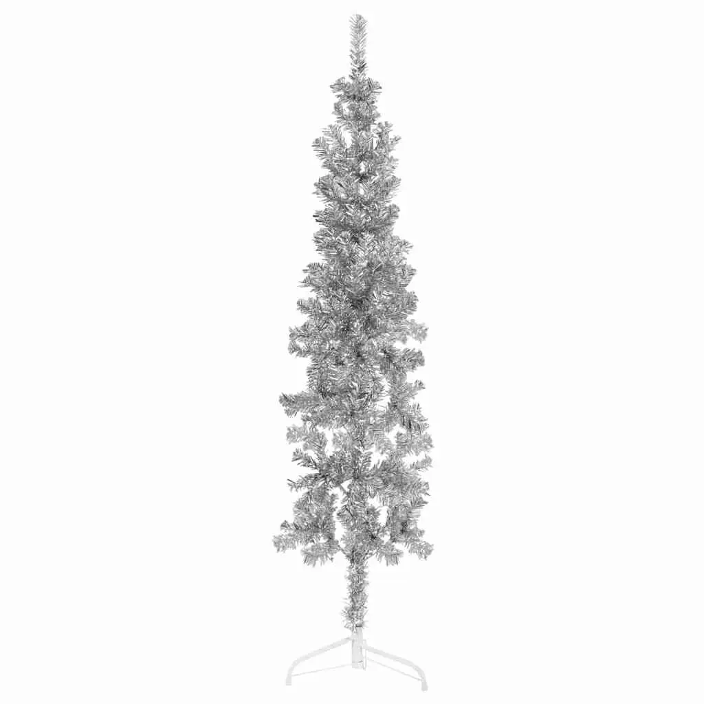 Half Christmas Tree Silver 180 cm Artificial Holiday Decor