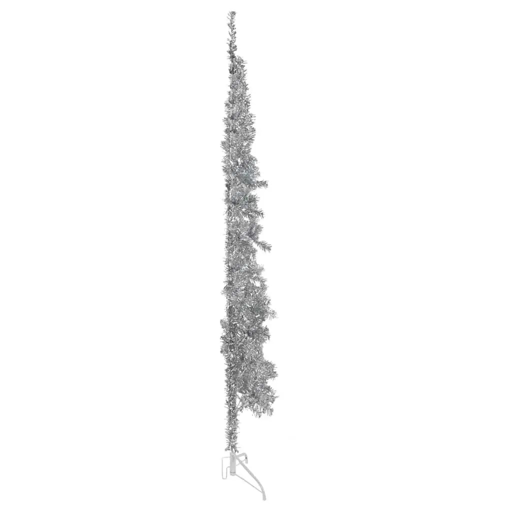 Artificial Half Christmas Tree 210cm Silver Space-saving Holiday Decor