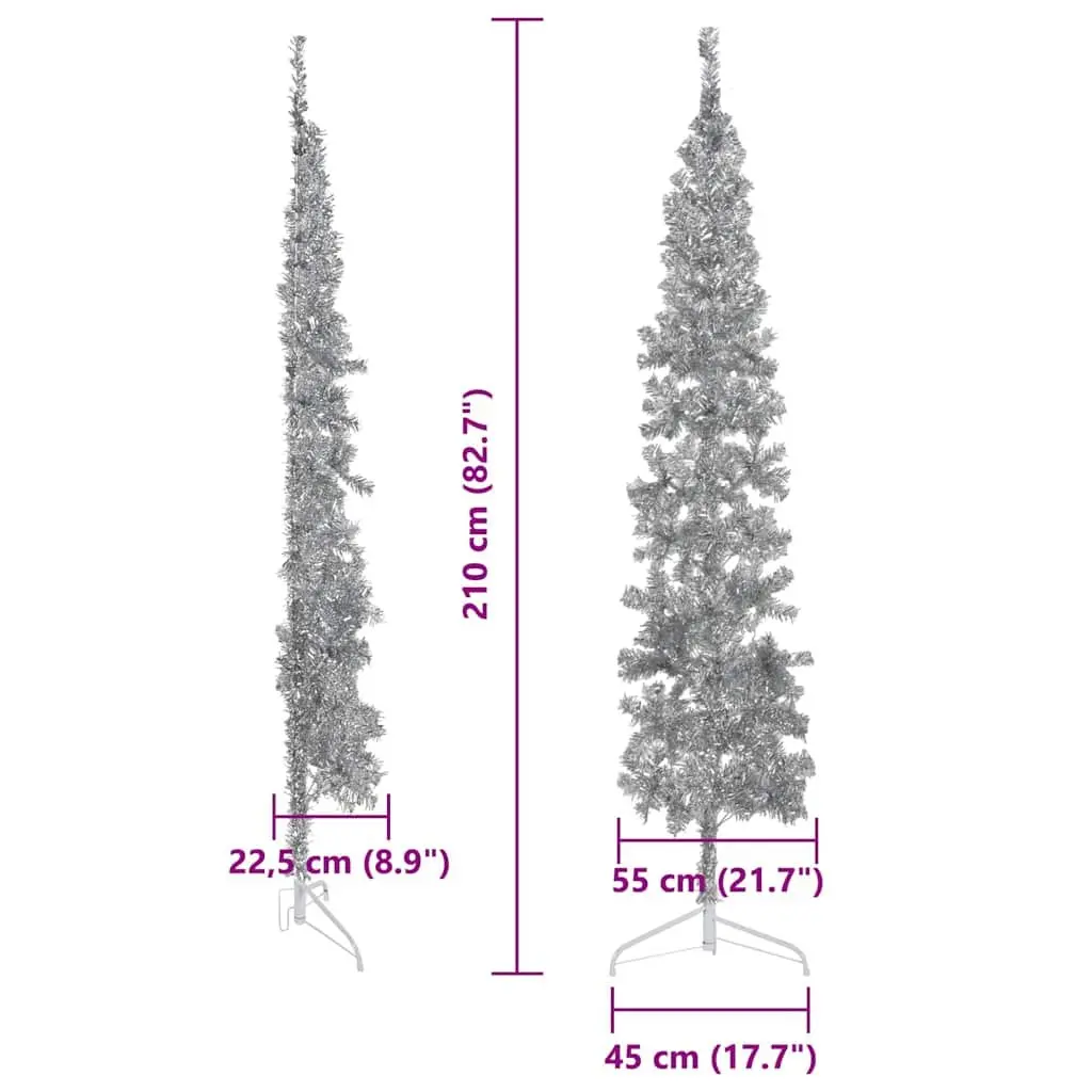 Artificial Half Christmas Tree 210cm Silver Space-saving Holiday Decor