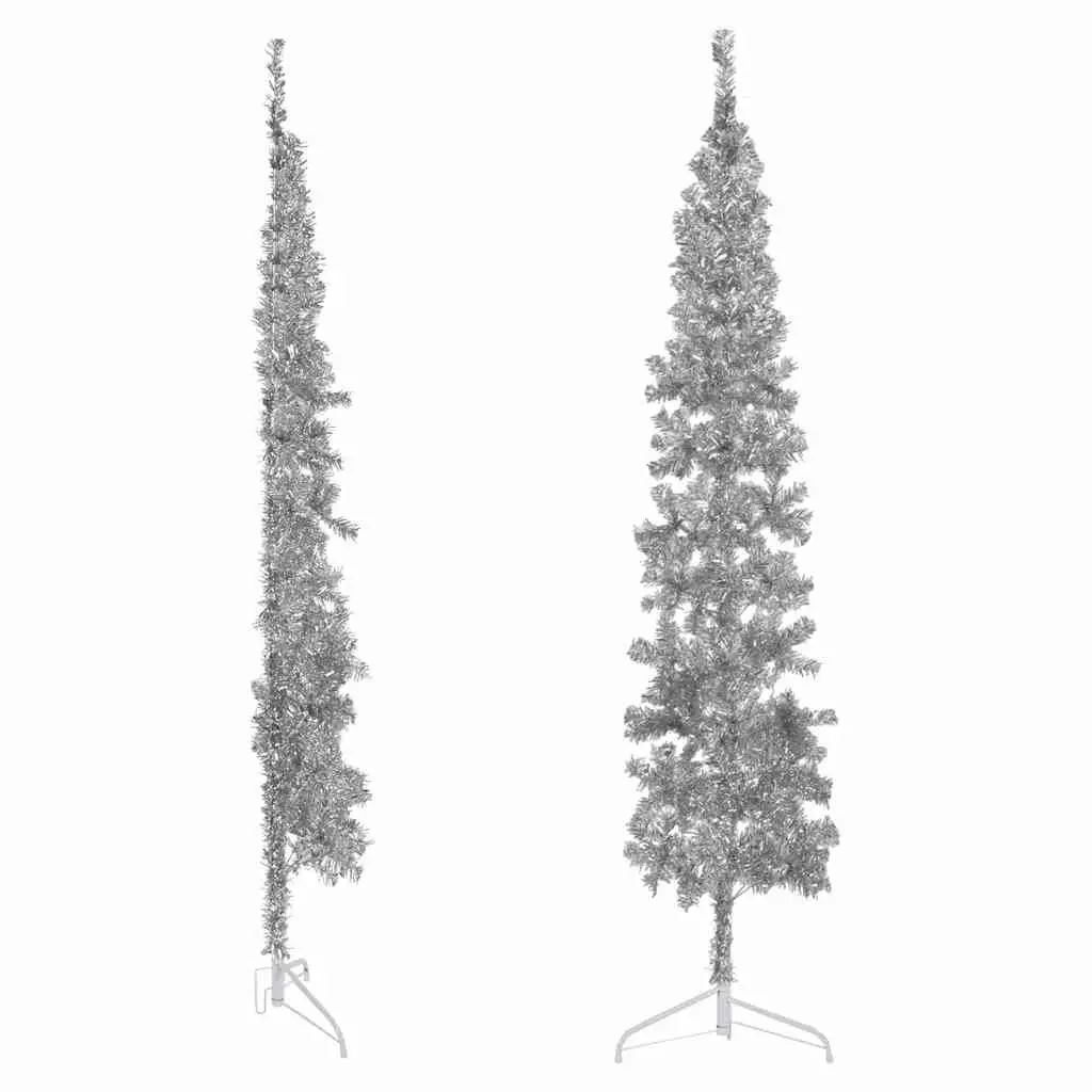 Artificial Half Christmas Tree Slim 240cm Silver Wall Mount Holiday Decor