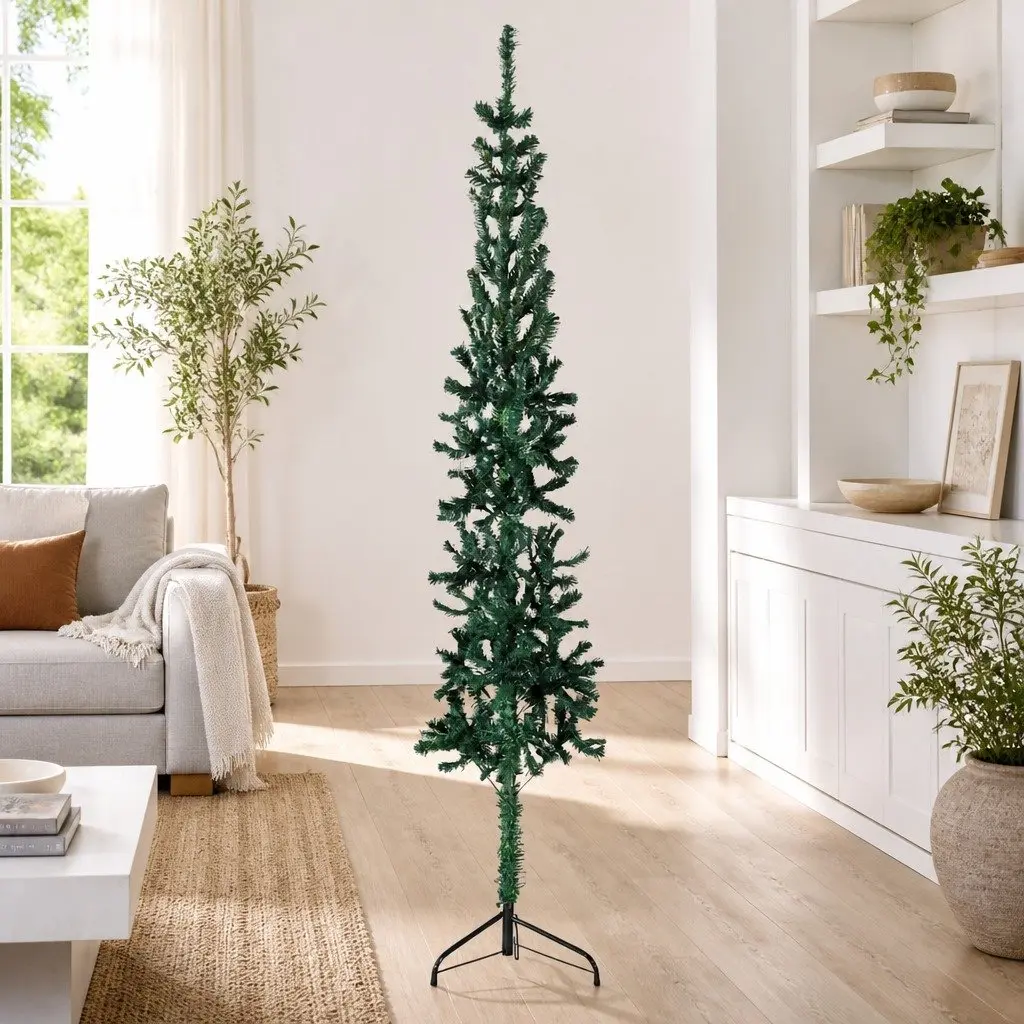 Half Christmas Tree Green 180cm Artificial Space-saving Holiday Decoration