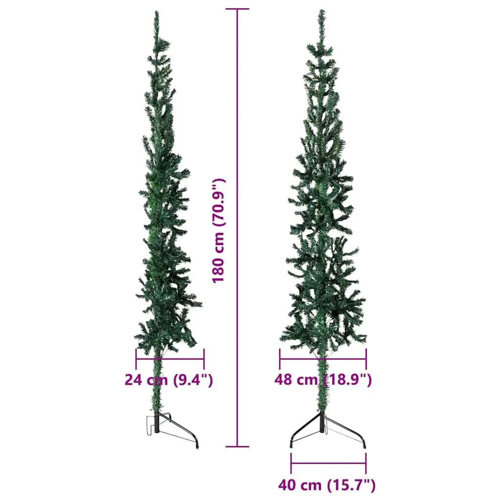 Half Christmas Tree Green 180cm Artificial Space-saving Holiday Decoration
