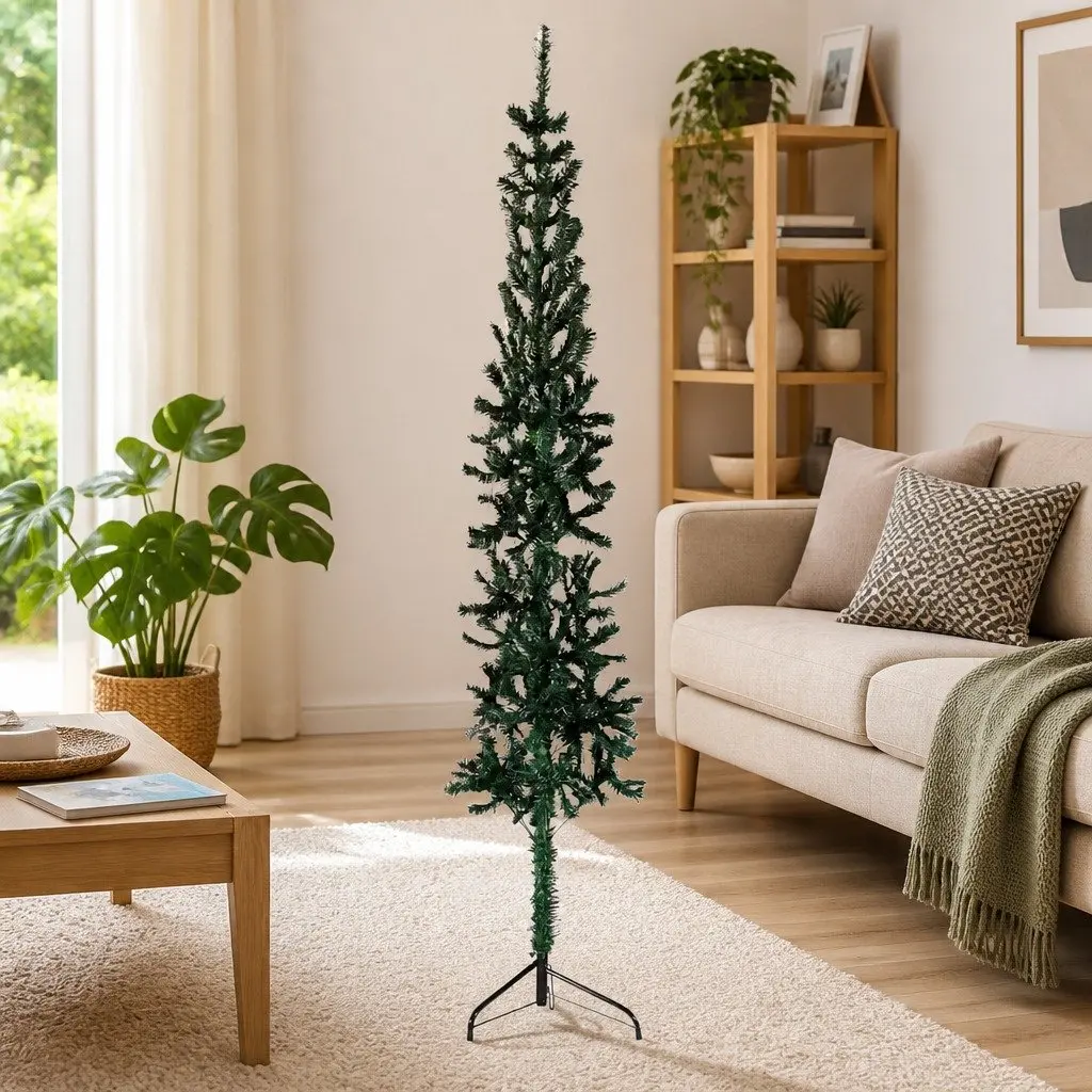 Artificial Half Christmas Tree 210cm Green Space-saving Holiday Decor
