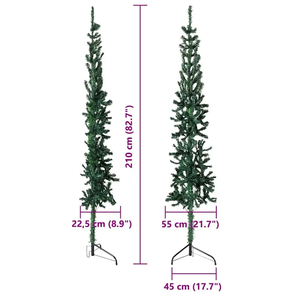 Artificial Half Christmas Tree 210cm Green Space-saving Holiday Decor