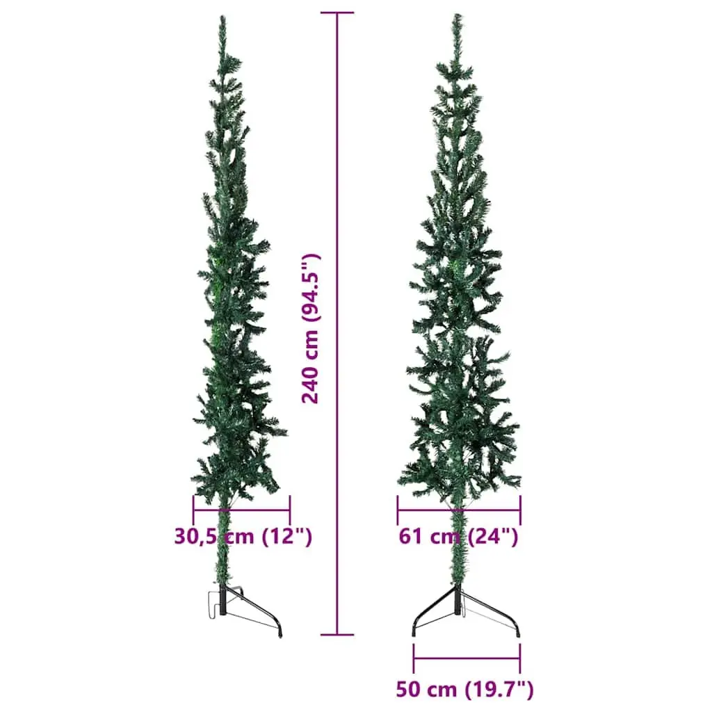 Artificial Half Christmas Tree Green 240cm Space-saving Holiday Decoration