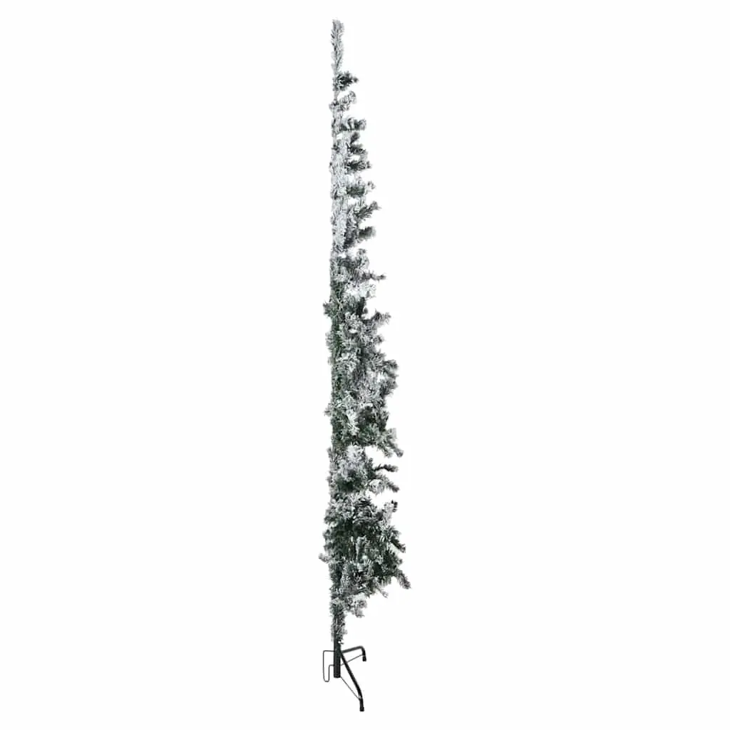 Artificial Half Christmas Tree 210cm Green Slim Flocked Snow